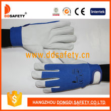 Ddsafety 2018 Pig Grain Leather Blue Elastic Cotton Back Wrist with Velcro Fastener